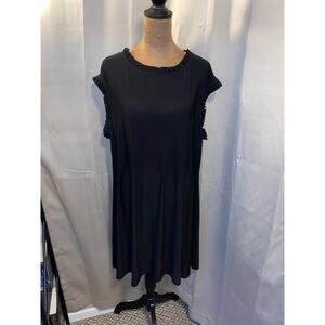 Nicole Miller New York Black Ruffle Trim Dress Size 3X Stretch Lightweight EUC
